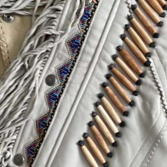 Real 100% Leather Tribe fringe pants festival motorcycle Native American chaps - Picture 4 of 16